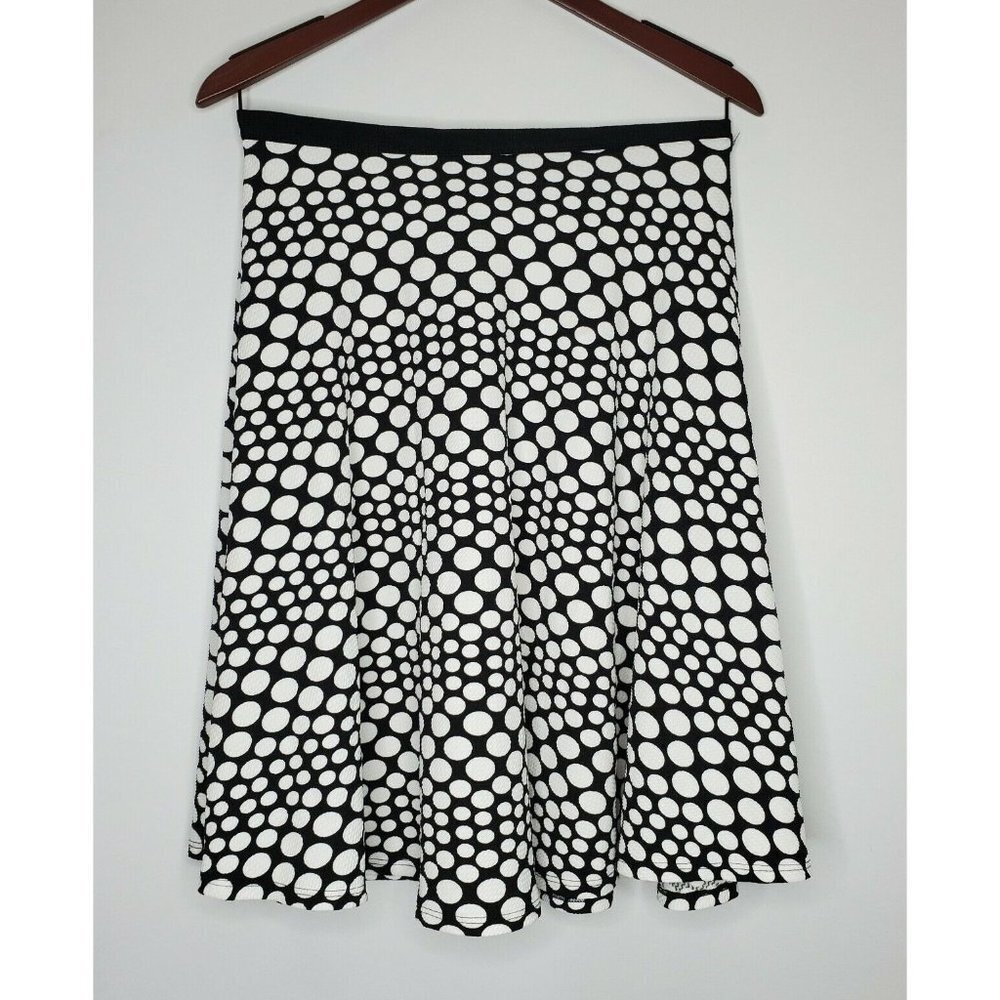 Women's Bobeau Black‎ And White Polka Dot A-Line Flowy Skirt Size XS Made in USA